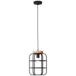 Brilliant Gwen Pendelleuchte Metall Holz Schwarz | 250mm - Geeignet für 1x E27